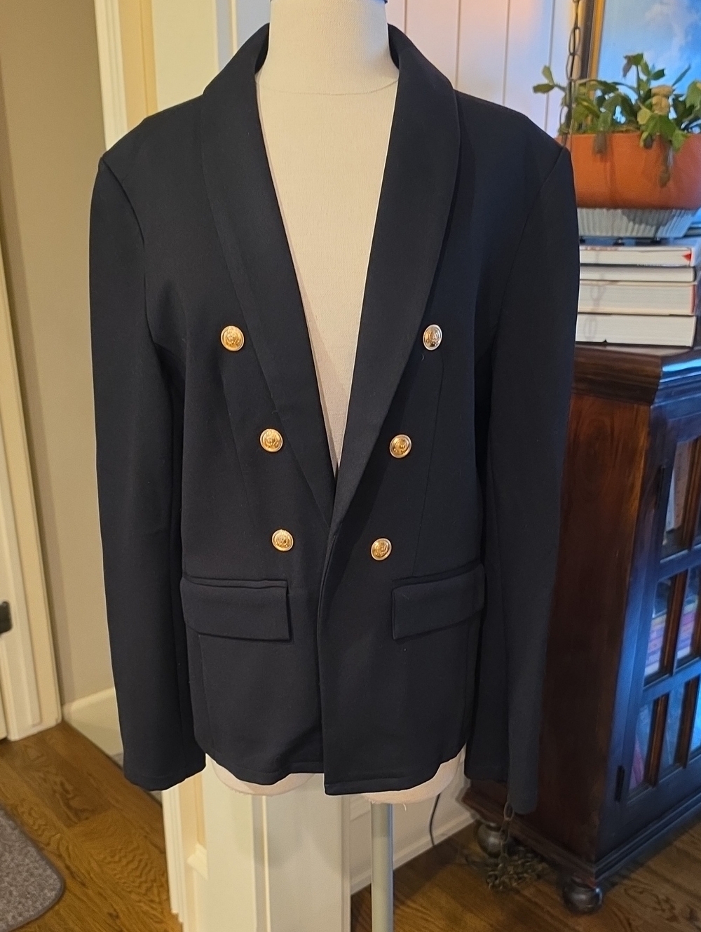 Joie Black  Blazer with Gold Buttons Large EUC